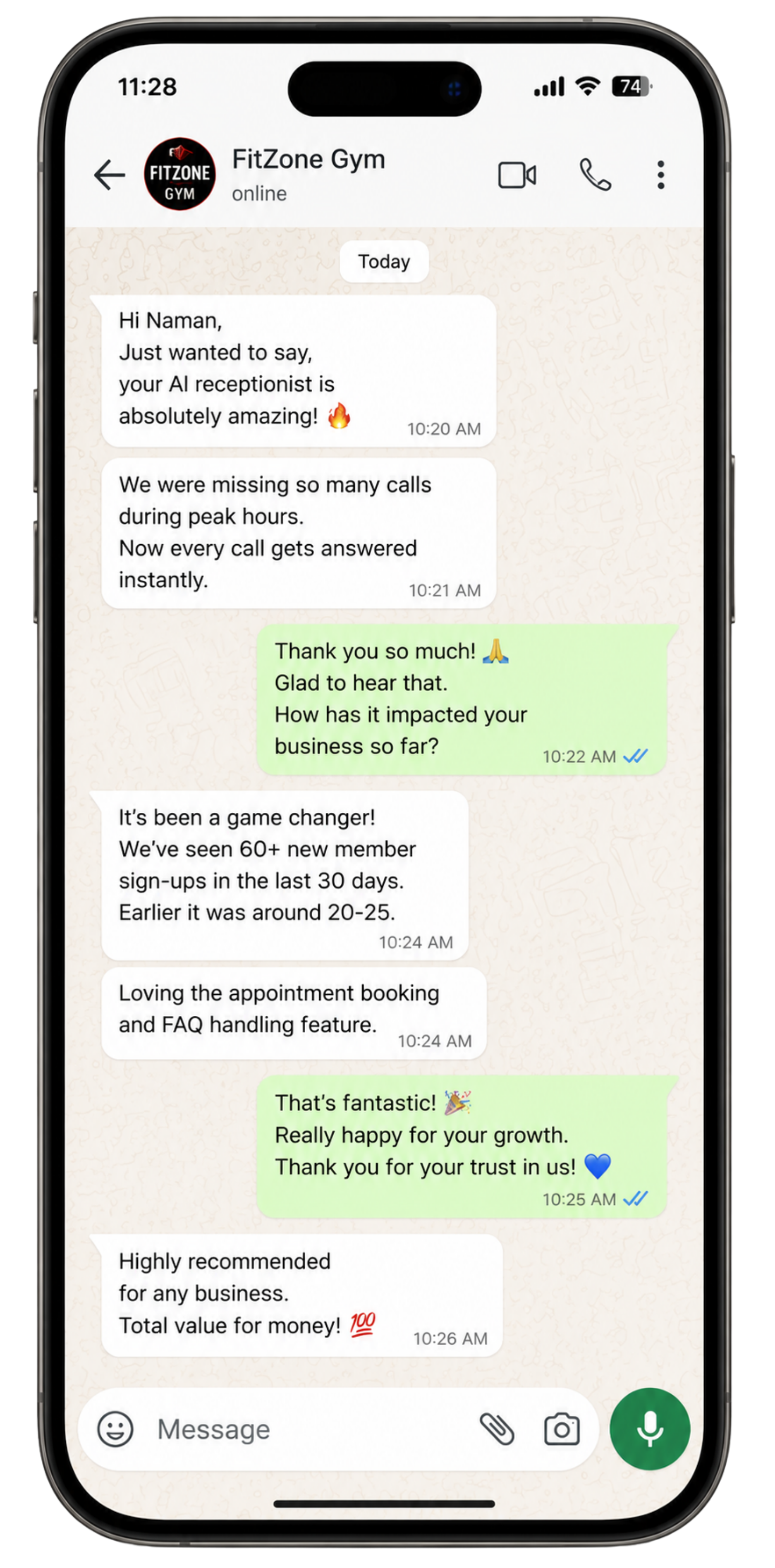 Customer feedback screenshot 1