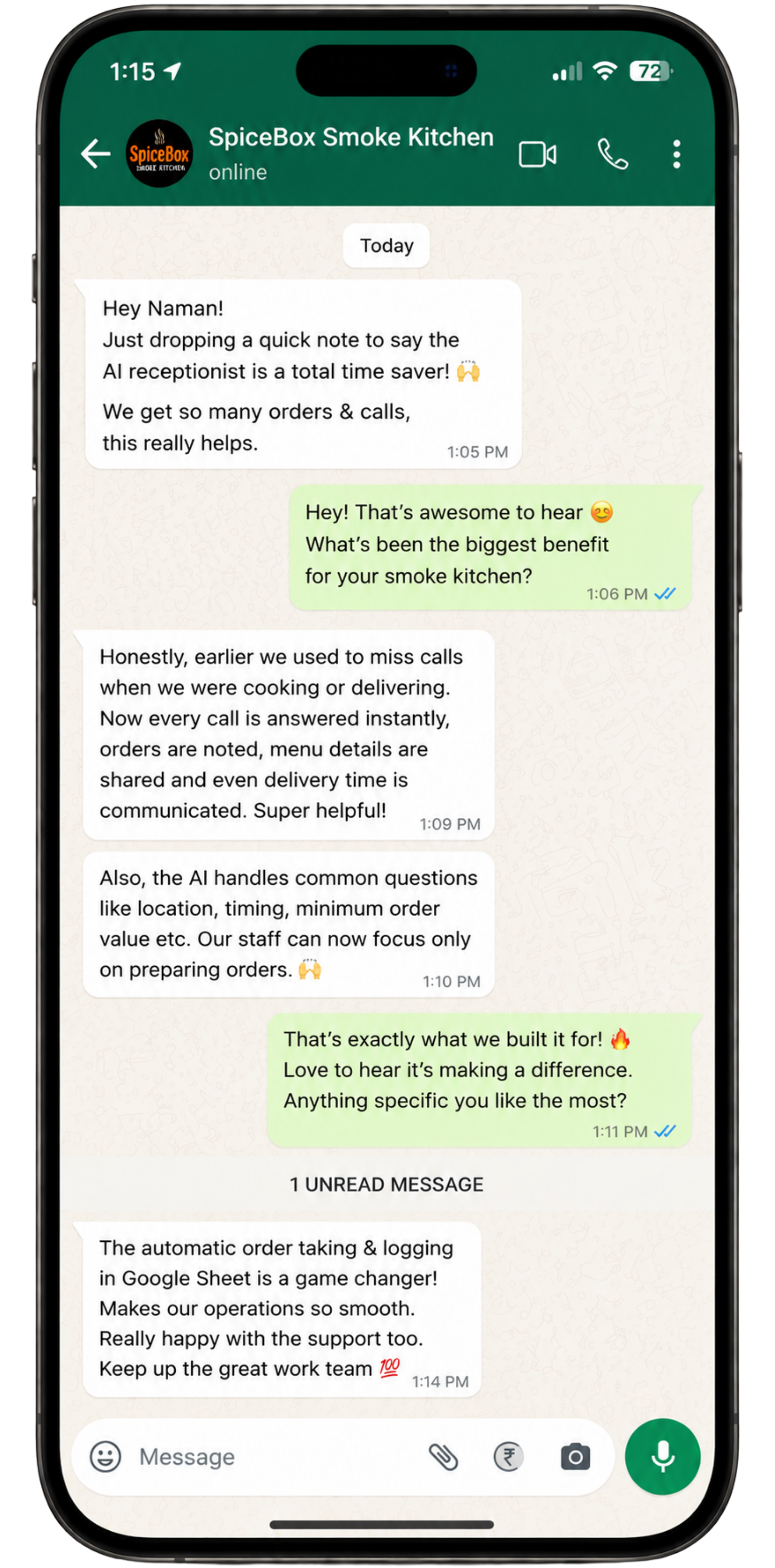 Customer feedback screenshot 4