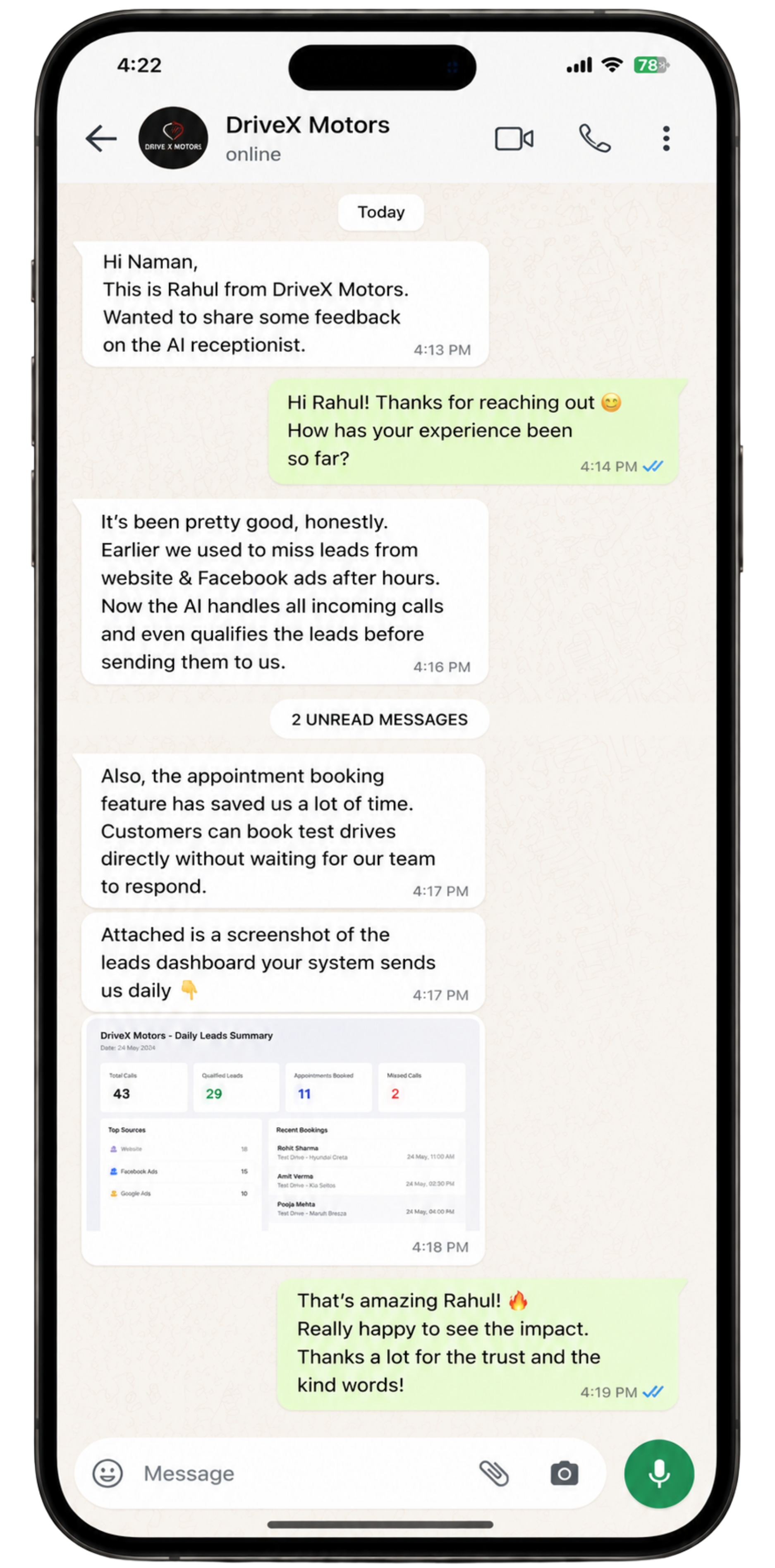 Customer feedback screenshot 5